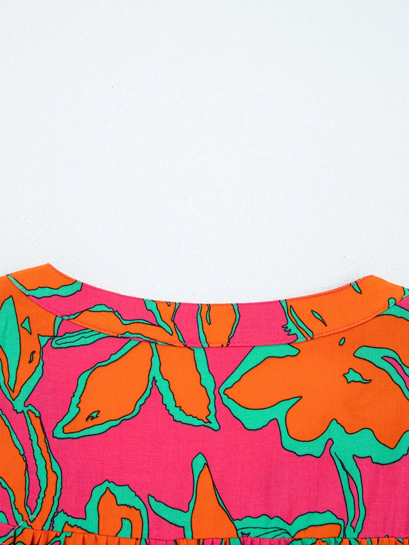 Floral Print Batwing Sleeve Buttoned Loose Fit Shirt