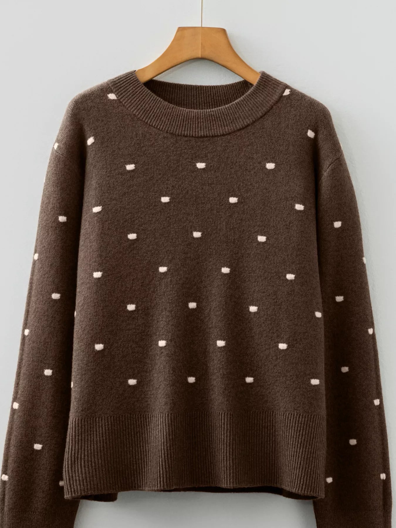 Dotted Print Ribbed Edge Knit Sweater