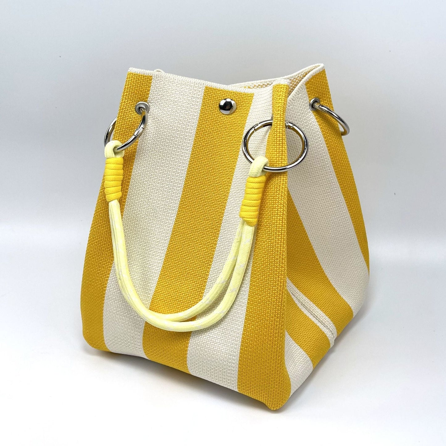 Woven Bucket Bag – Fashion Knit Handbag, Lucky Drawstring Shoulder Purse, Women’s Vacation Tote